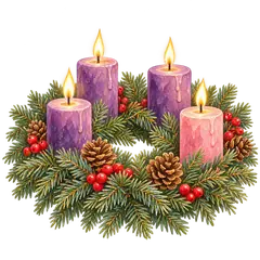 Coroa do Advento com quatro velas acesas